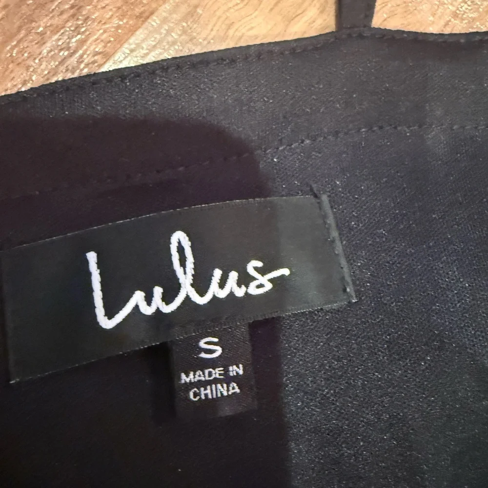Lulus black mini embroidered sheer‎ overlay dress floral small EUC wedding